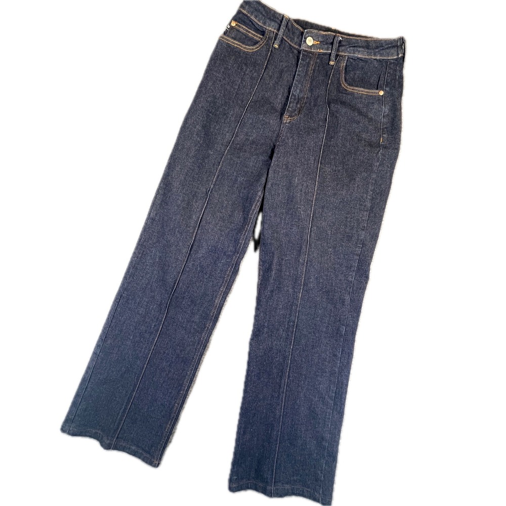 Judy Blue Seamed Front Wide Leg Jeans 11/30 Dark Indigo Denim High Rise Stretch